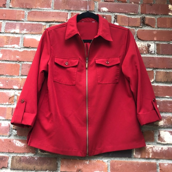 Allison Daley Red Zippered Shirt Jacket in Red Size S - Picture 1 of 7